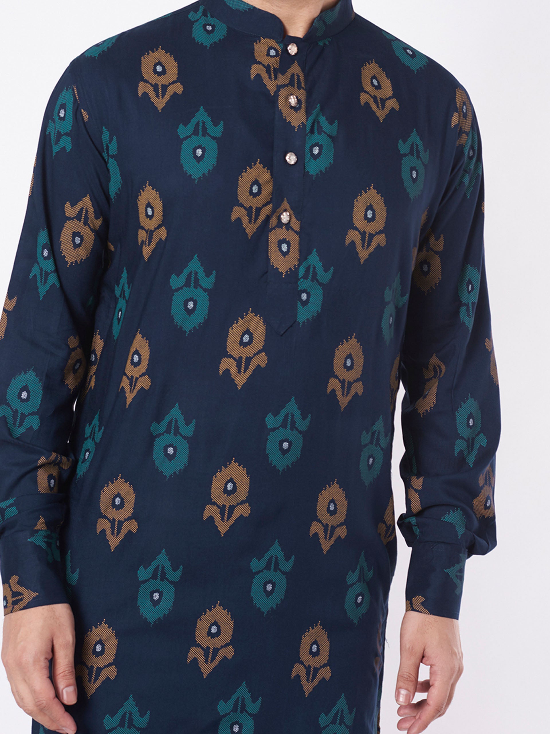 Navy Blue Pattern Kurta Set image 1