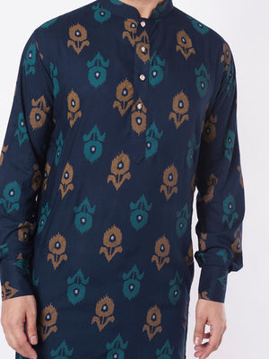 Navy Blue Pattern Kurta Set image 1
