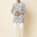 Multicolored Floral Print Jacket with Kurta Set image 0