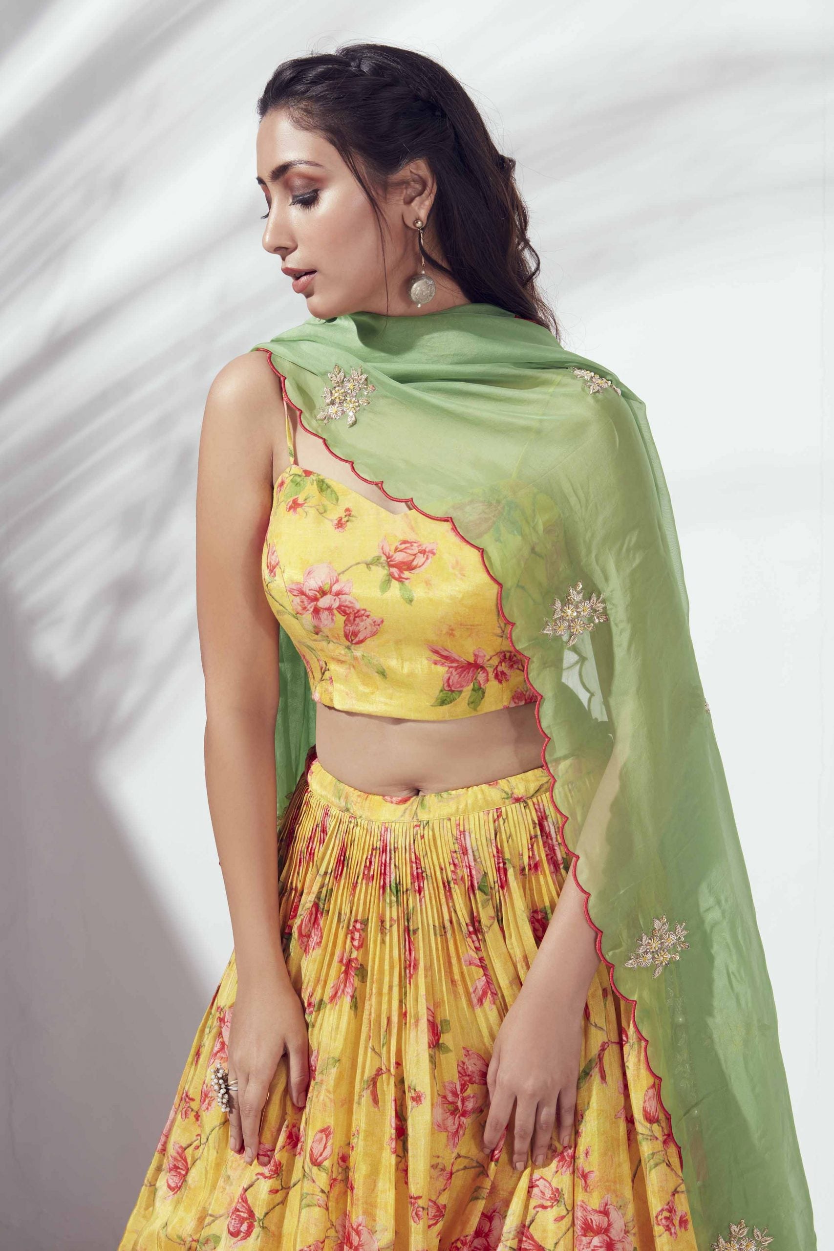 Yellow Floral Printed Lehenga image 2