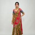 Olive Highlighted Dual Pre-stitched Saree Paired With Patch Blouse image 0