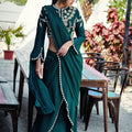 Deep Green Pant Saree image 0
