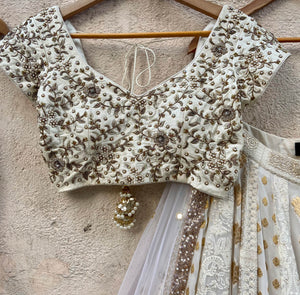 Ivory Multipanel Embroidered Lehenga Set image 1