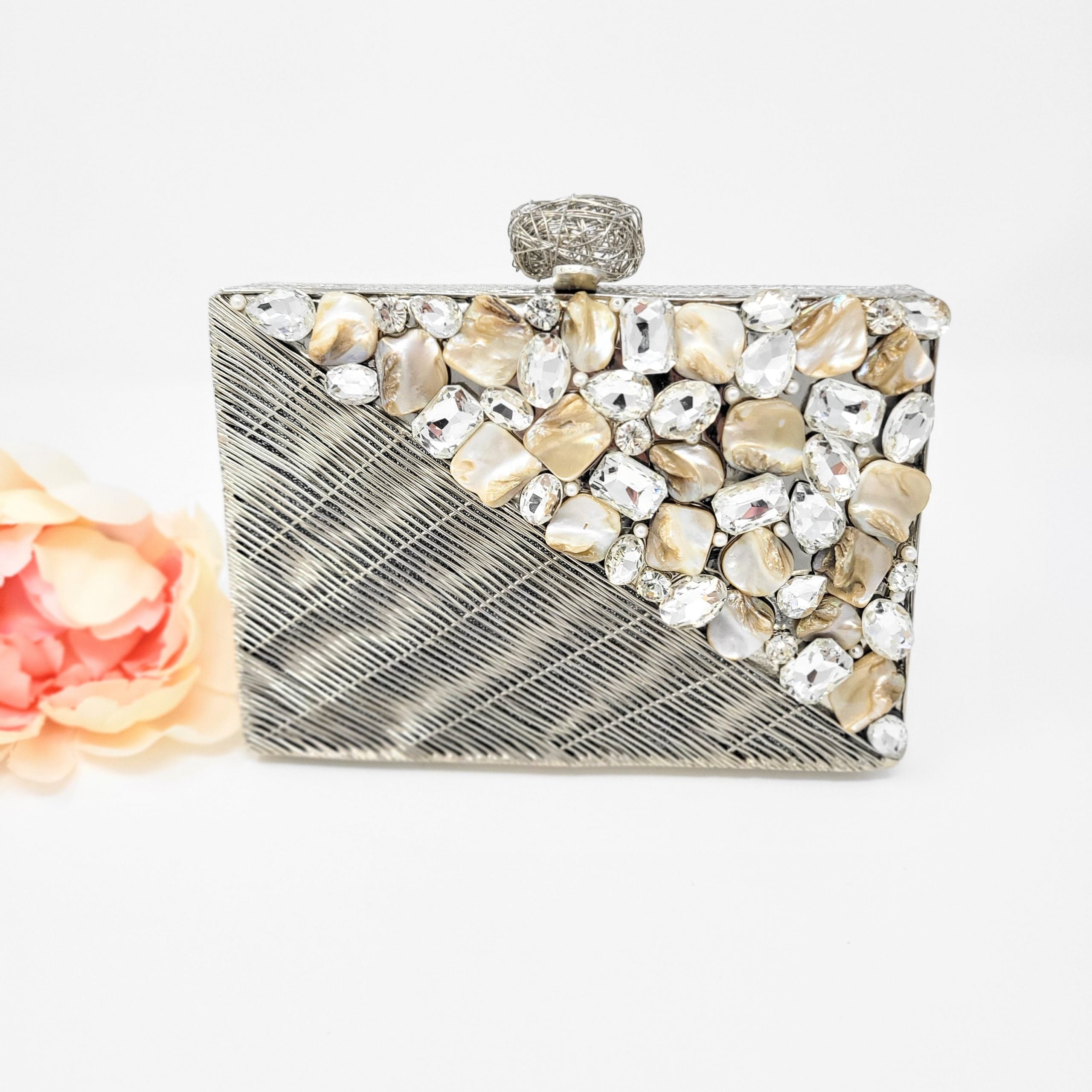 Two-Sided Silver Stone Clutch image 4