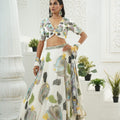 Ivory hand painted lehenga set image 0