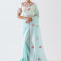 Light Blue Floral Saree Set image 0