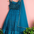 Teal Blue Shimmer Lehenga Set image 0