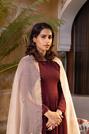 Light Peach Georgette Anarkali Set image 5