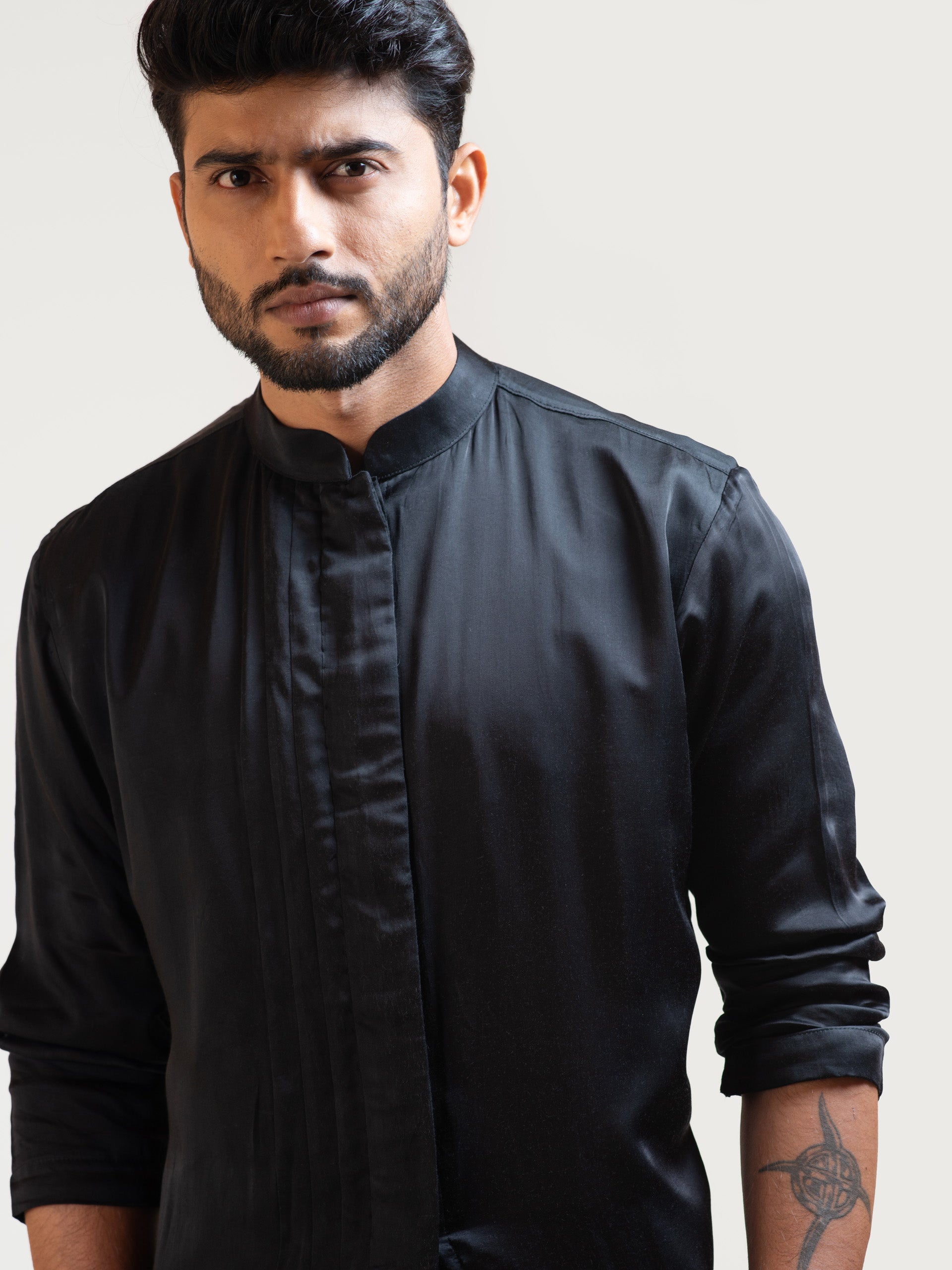 Black Drape Kurta Set image 1