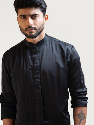 Black Drape Kurta Set image 1