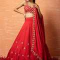 Red Bridal Silk Lehenga Set image 0