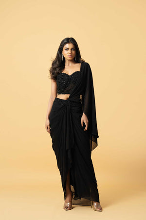 Black Georgette Saree image 5