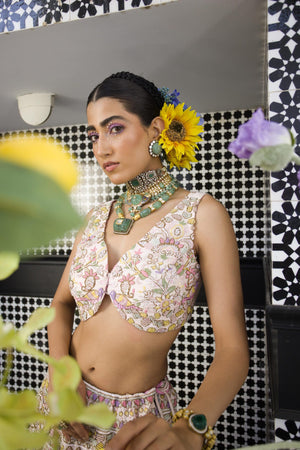 Light Pink Dabka Lehenga Set image 2