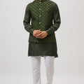 Emerald Green Embroidered Jacket Kurta Set image 0