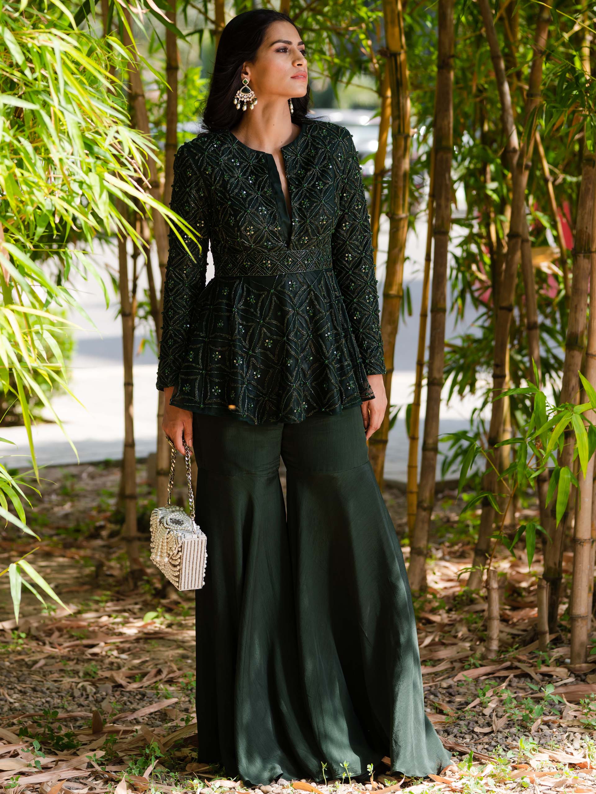Dark Green Tarah Sharara Set image 2