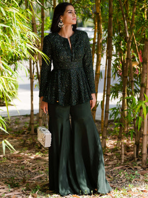Dark Green Tarah Sharara Set image 2
