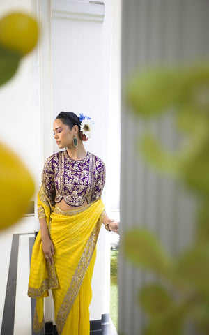 Yellow Gota Work Saree image 3