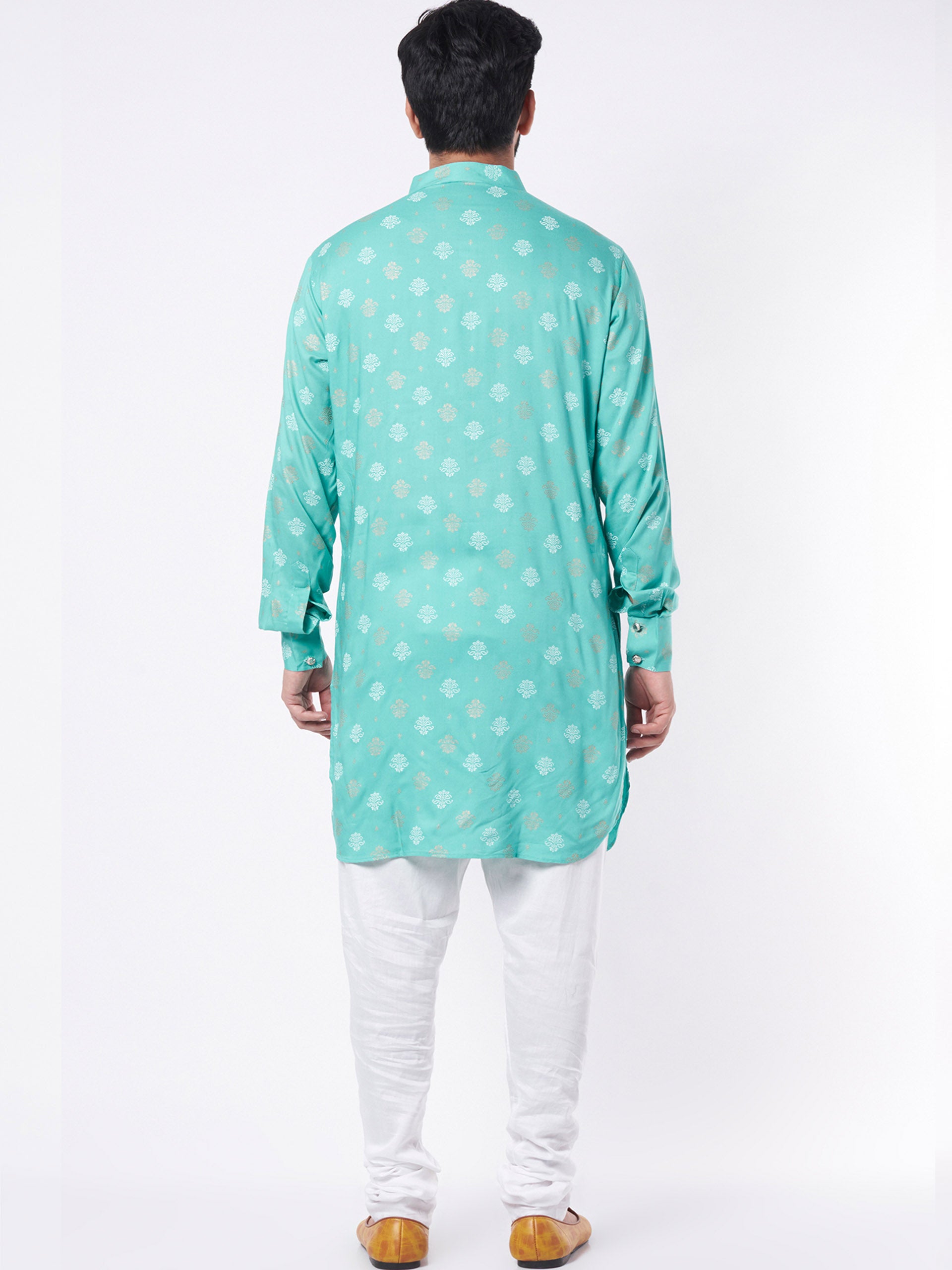 Turquoise Print Kurta Set image 2