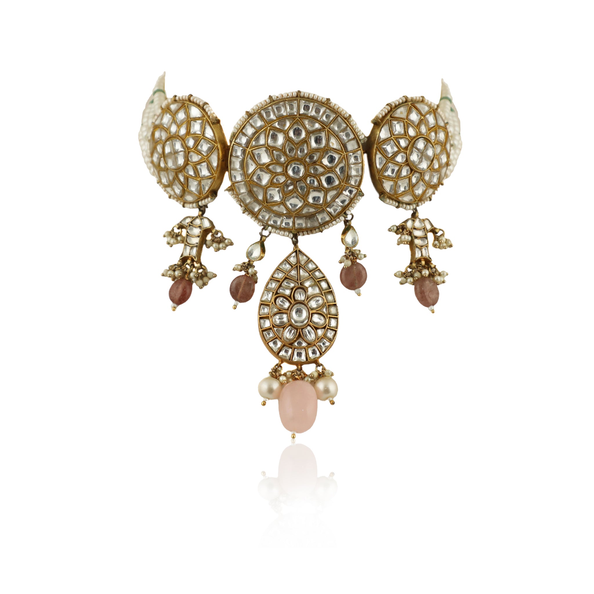 Round Pestel Pink Bead Necklace Set image 3