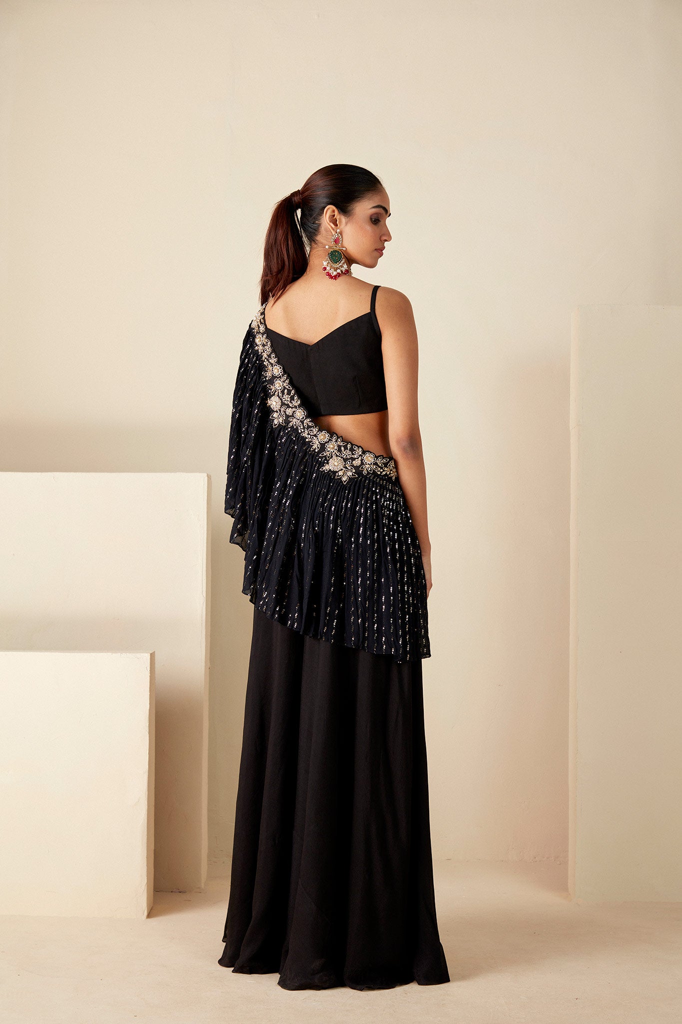 Midnight Black Cape Pants Set image 4