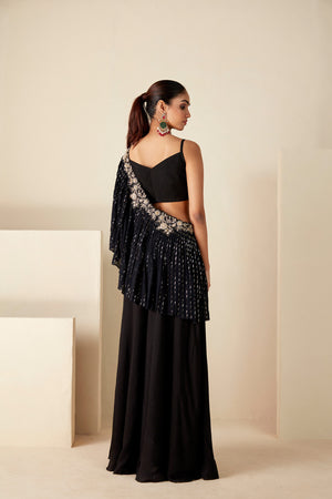 Midnight Black Cape Pants Set image 4