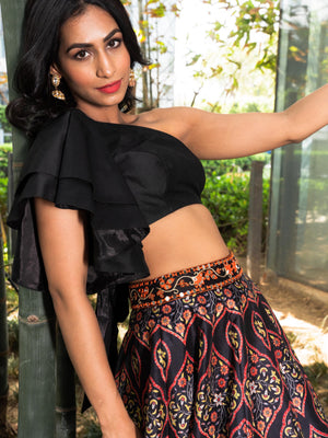Black Kaya Printed Lehenga Set image 4