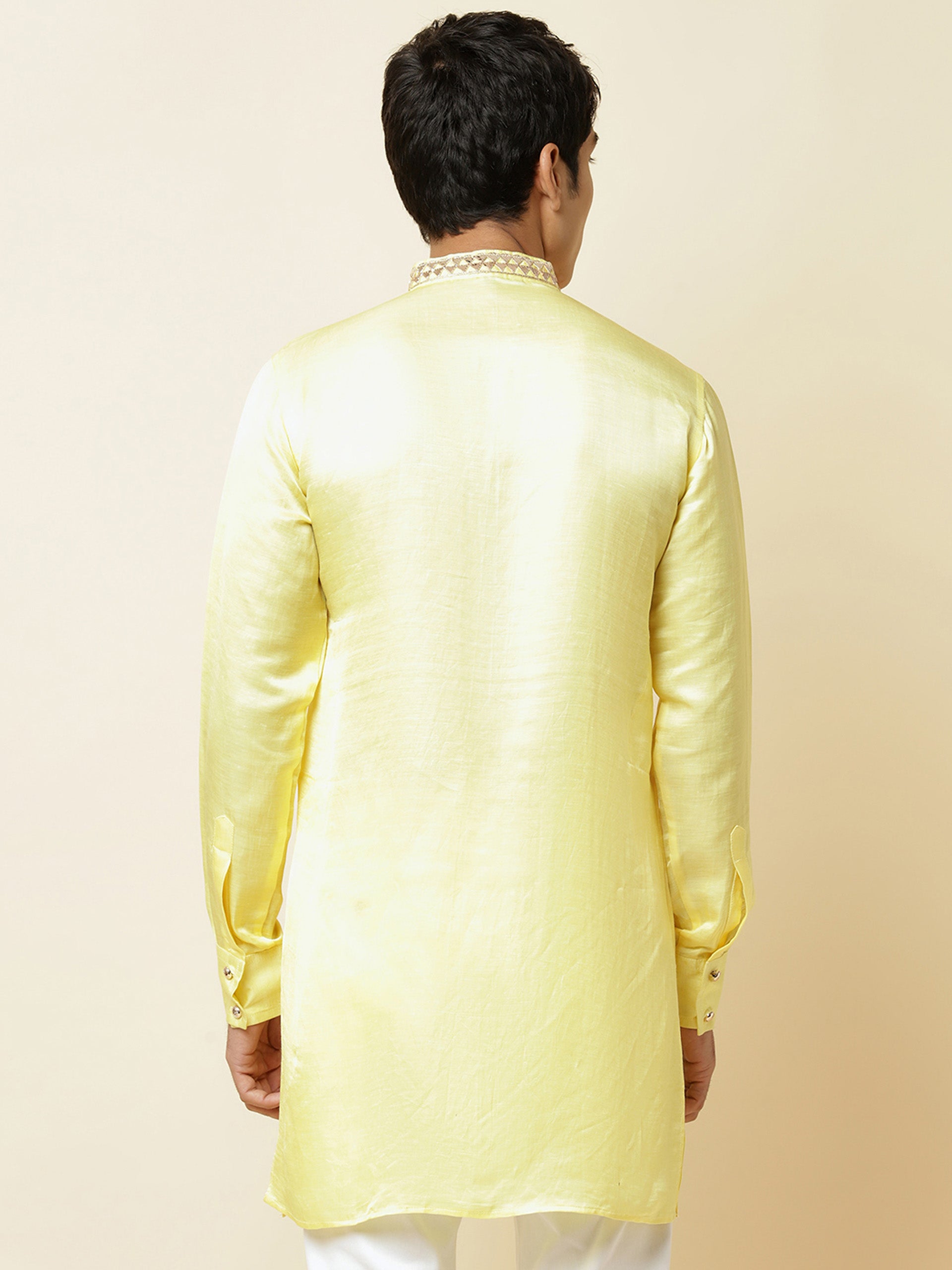 Yellow Satin Kurta image 2