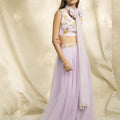 Lavender Floral Embroidered Lehenga Set image 0
