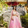 Pink Raw Silk Hand Embroidered Lehenga Set image 0