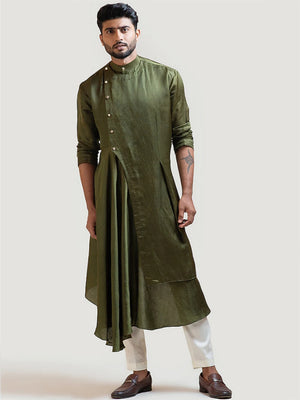 Mehendi Green Palki Nehru Kurta Set image 5