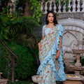 Baby Blue Pre-Drape Georgette Saree image 0