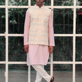 Baby Pink Kurta Set With Multi Sequins Bundi image 0