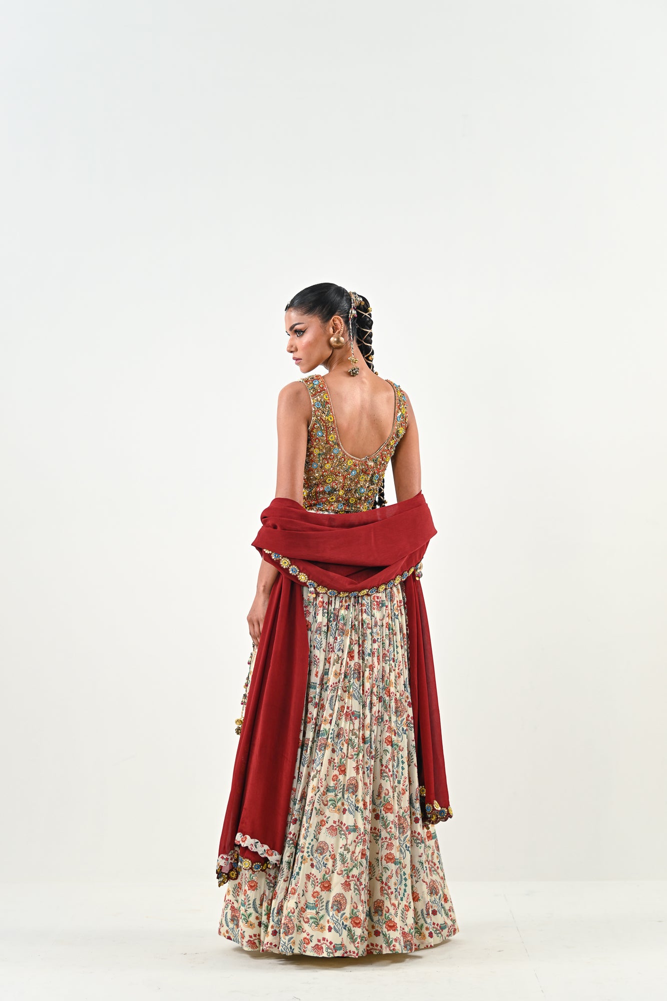 IB LEHENGA WITH EMBROIDERED TASSLE BLOUSE WITH DUPATTA image 6