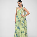 Peacock Highlighted Pre Stitched Saree Paired with Highlighted Corset Blouse image 0
