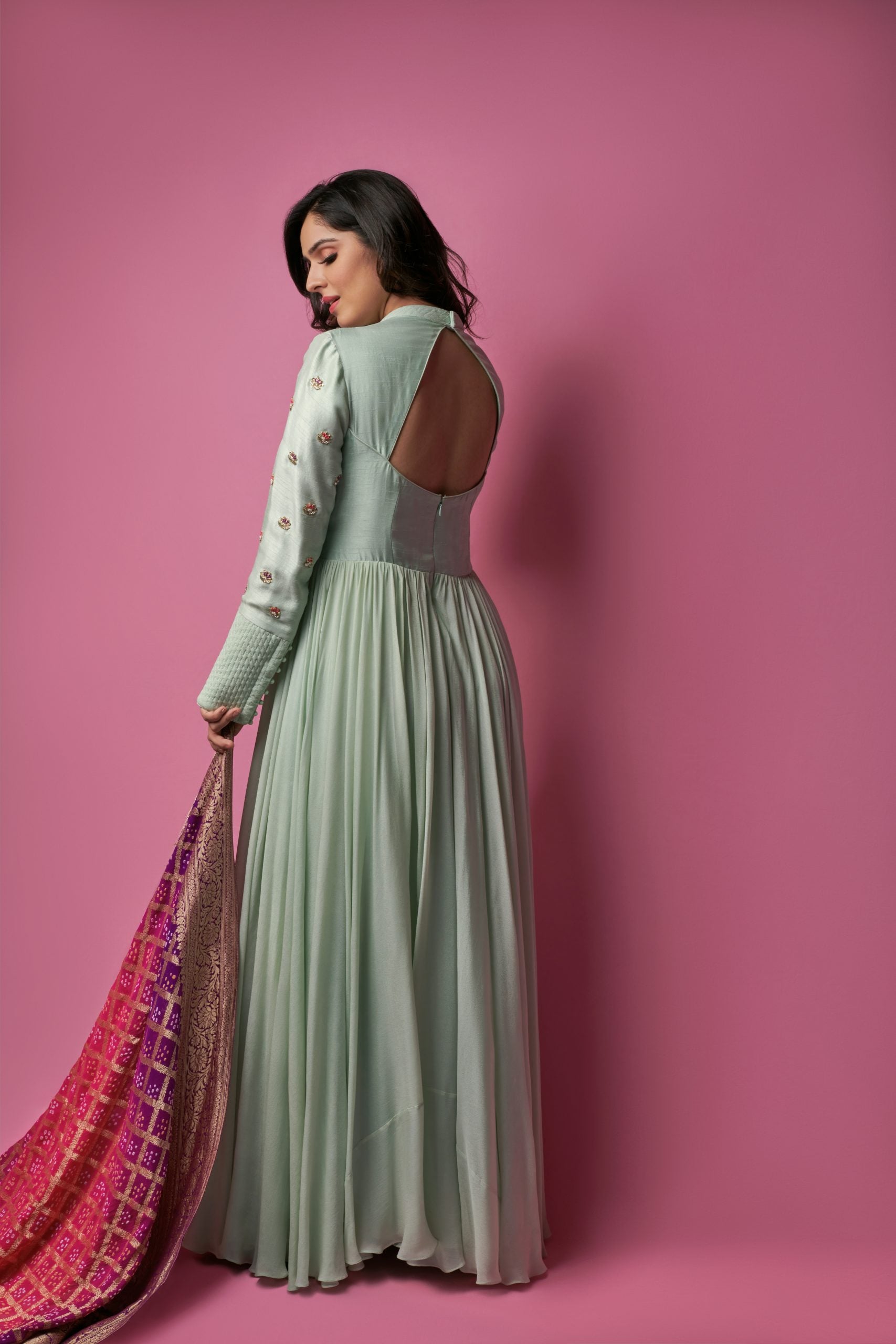 Sea Green and Purple Pink Anarkali image 2