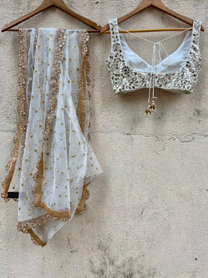 Ivory Mirror Saree Set image 1