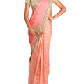 Blush Pink Half and Half Saree with Mirror Work Blouse image 0