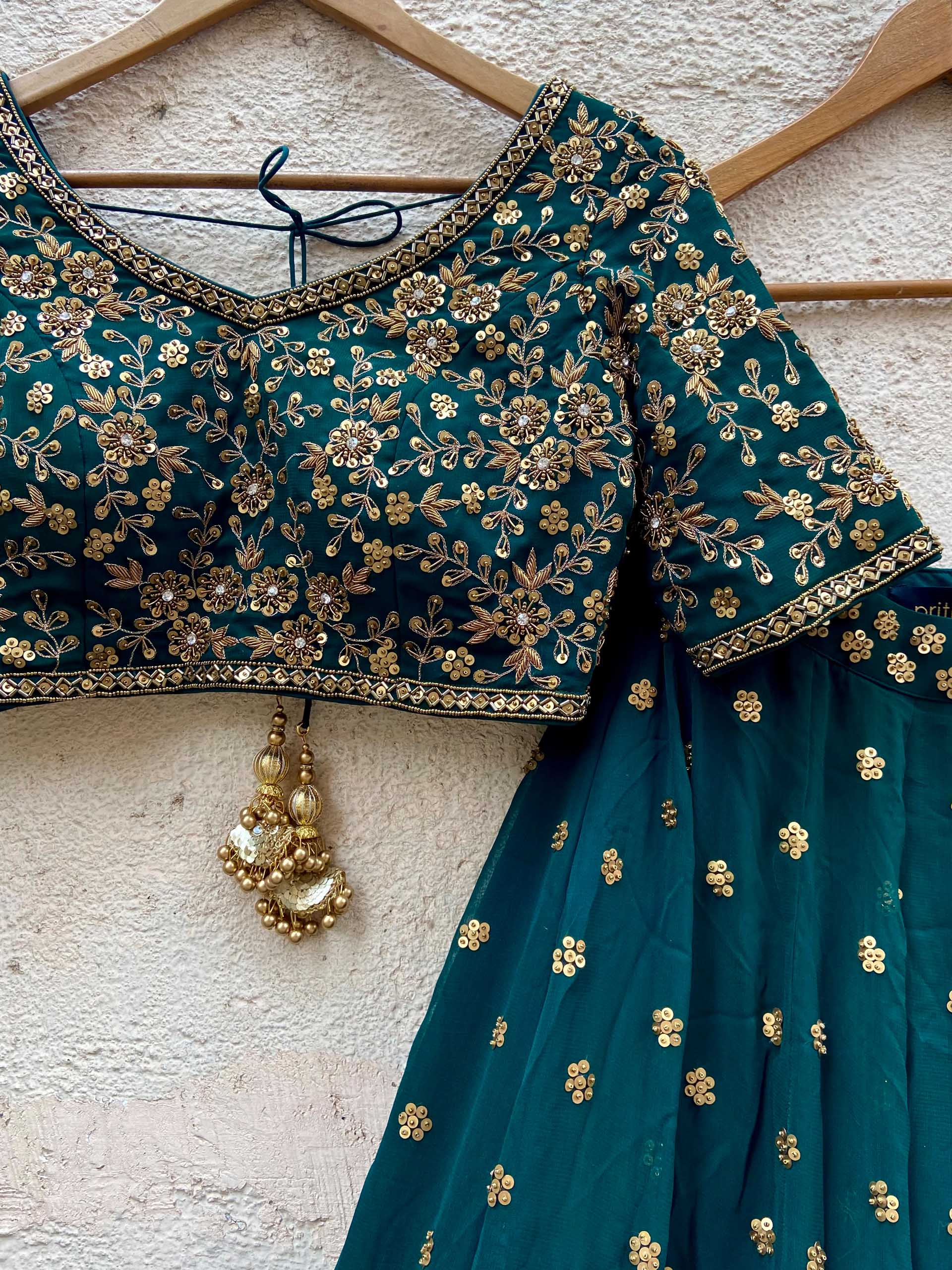 Green Sharmily Embroidered Lehenga Set image 2
