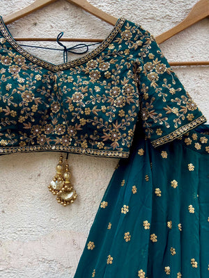 Green Sharmily Embroidered Lehenga Set image 2