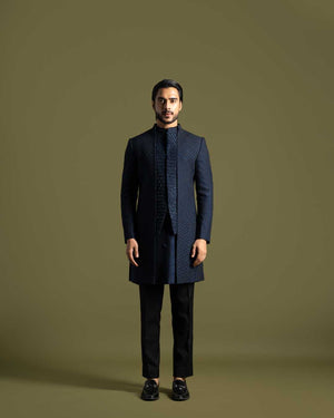 Navy Blue Achkan Kurta and Pants - M image