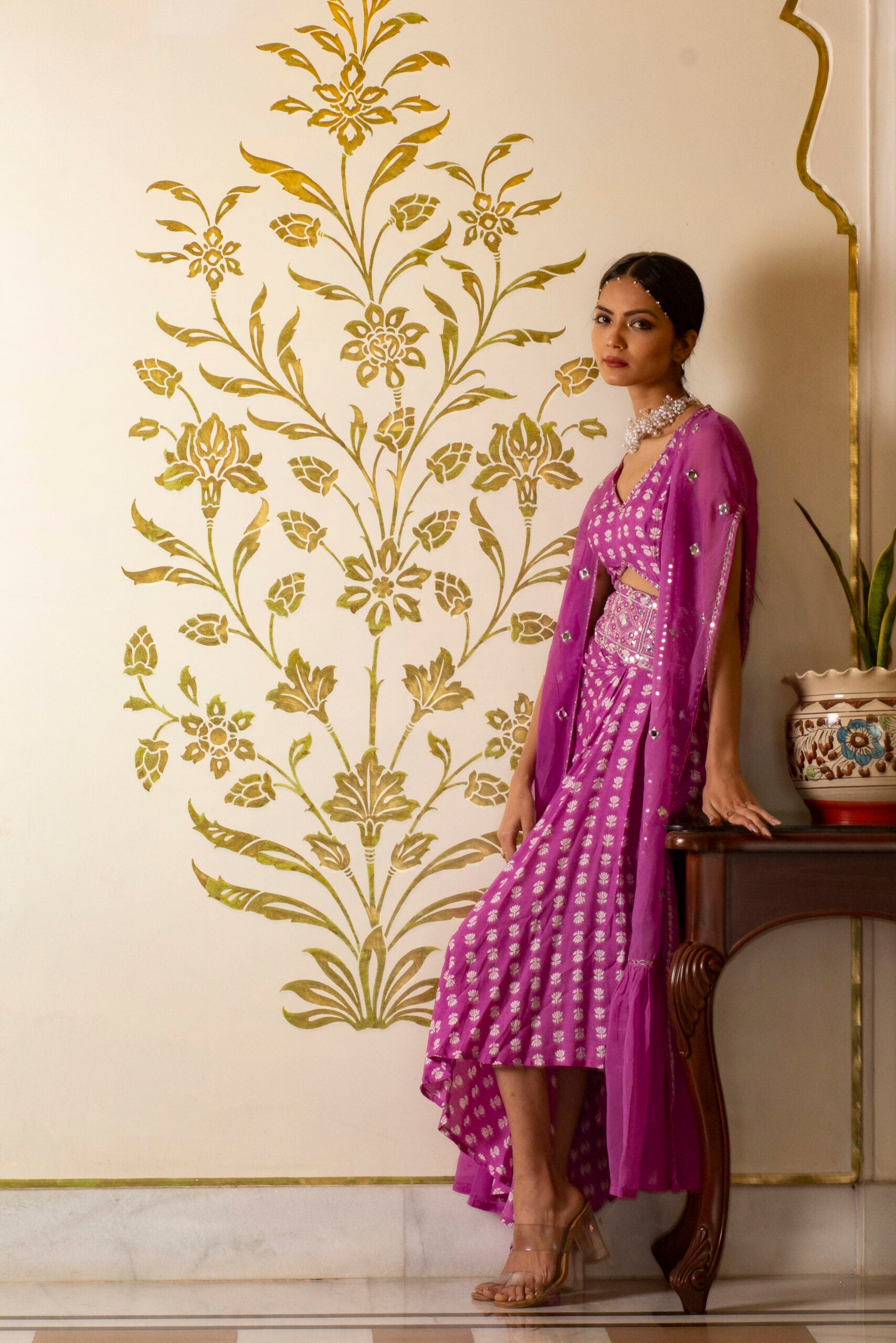 Purple Lotus Print Dress image 2