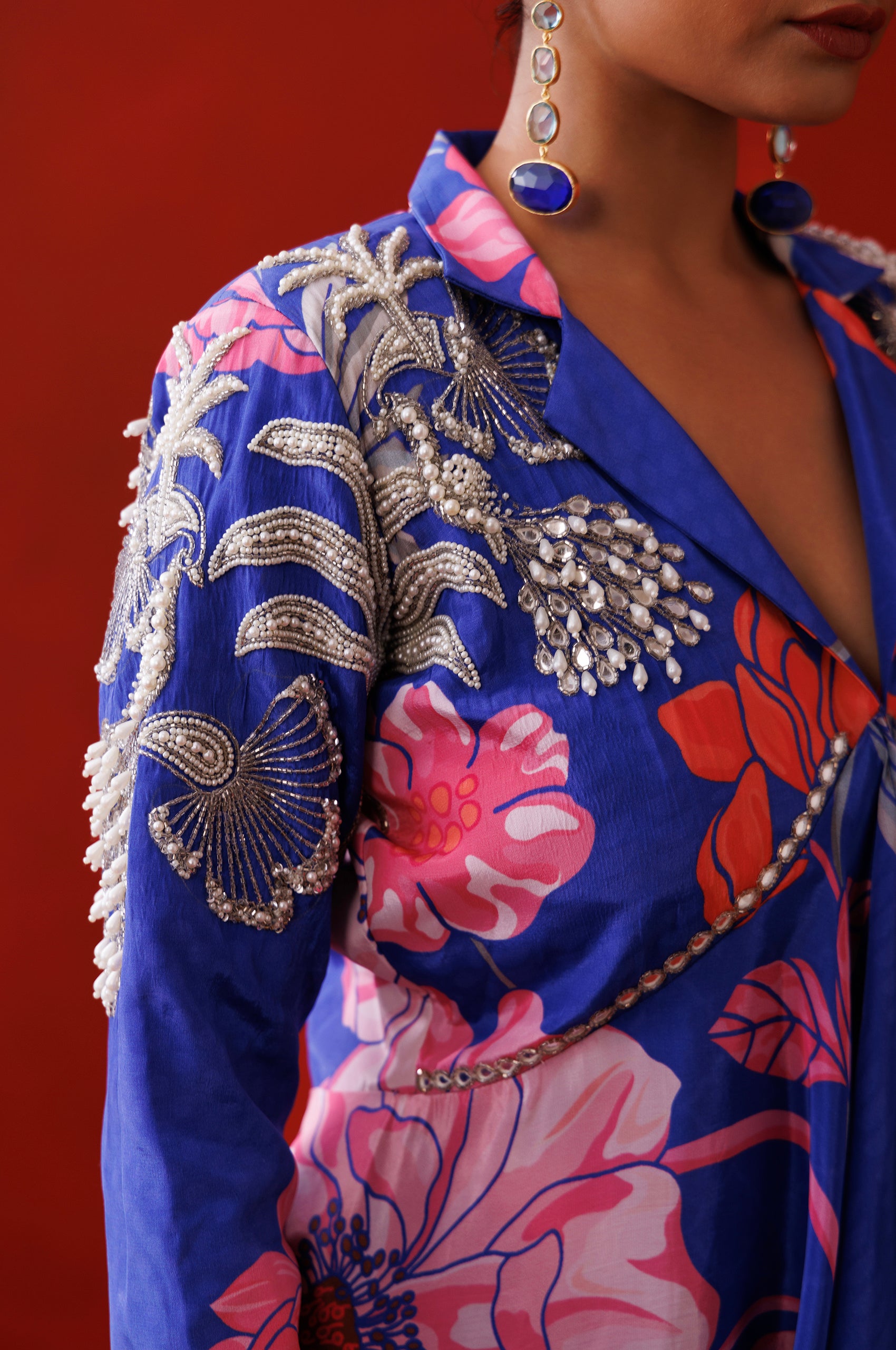 Blue Ruffle Blazer Set image 4
