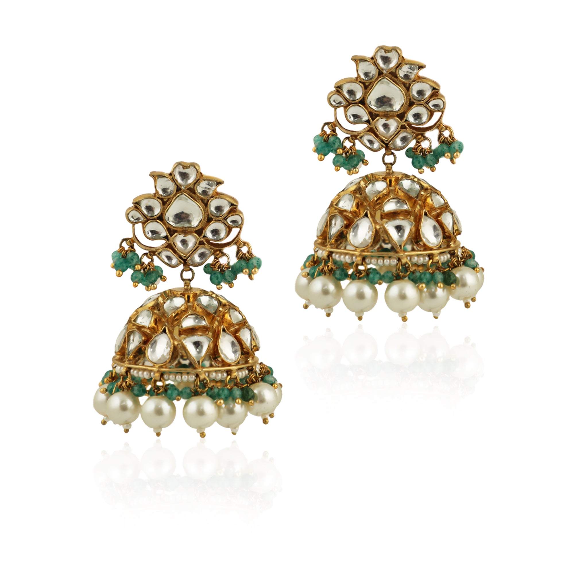 White Stone And Green Emerald Necklace Set image 4