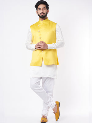 Yellow Silk Bundi Jacket Set - XL image