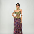 Olive Badla Embroidered Corset Paired With Embroidered Plum Dhoti Set image 0