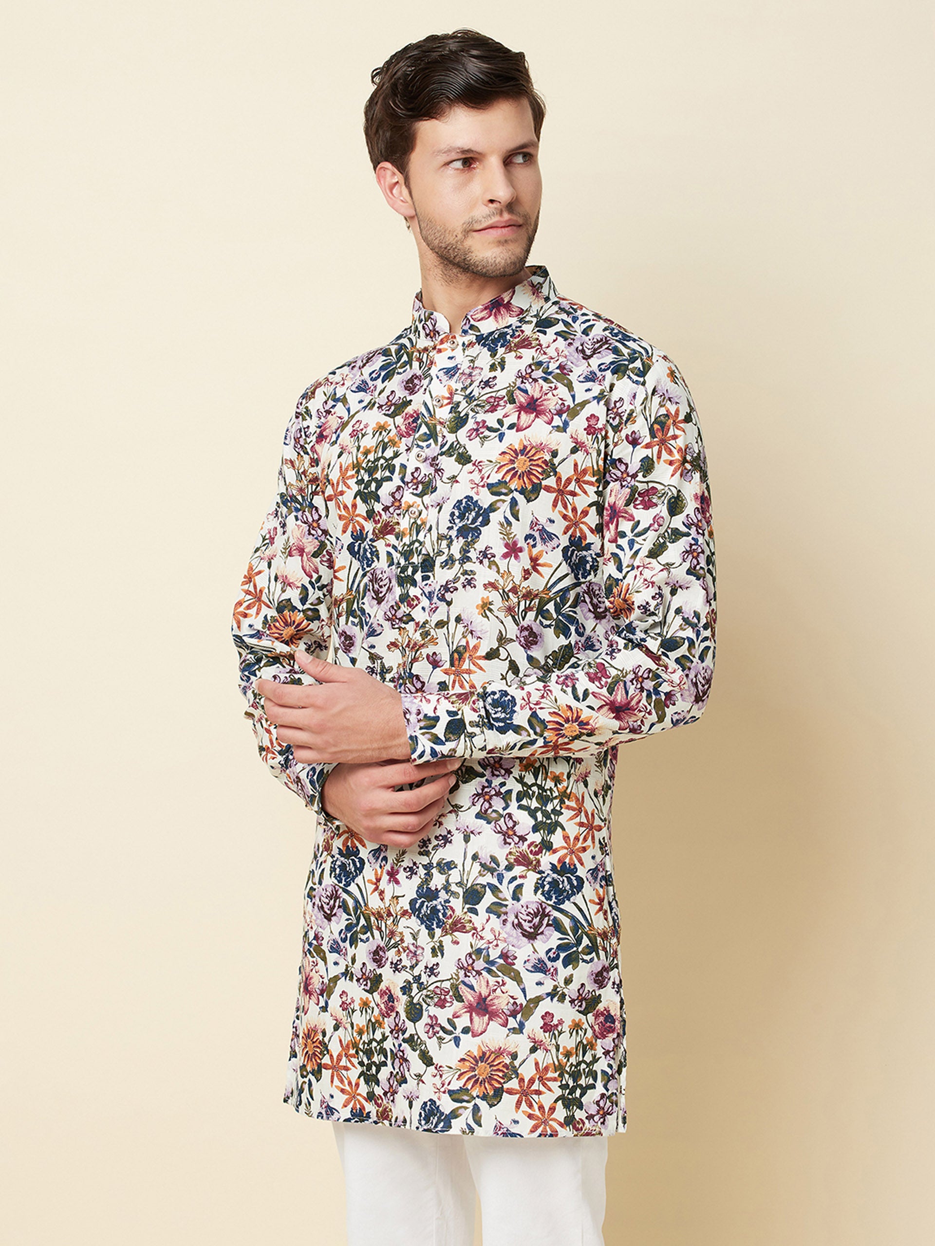 Floral Linen Kurta image 4