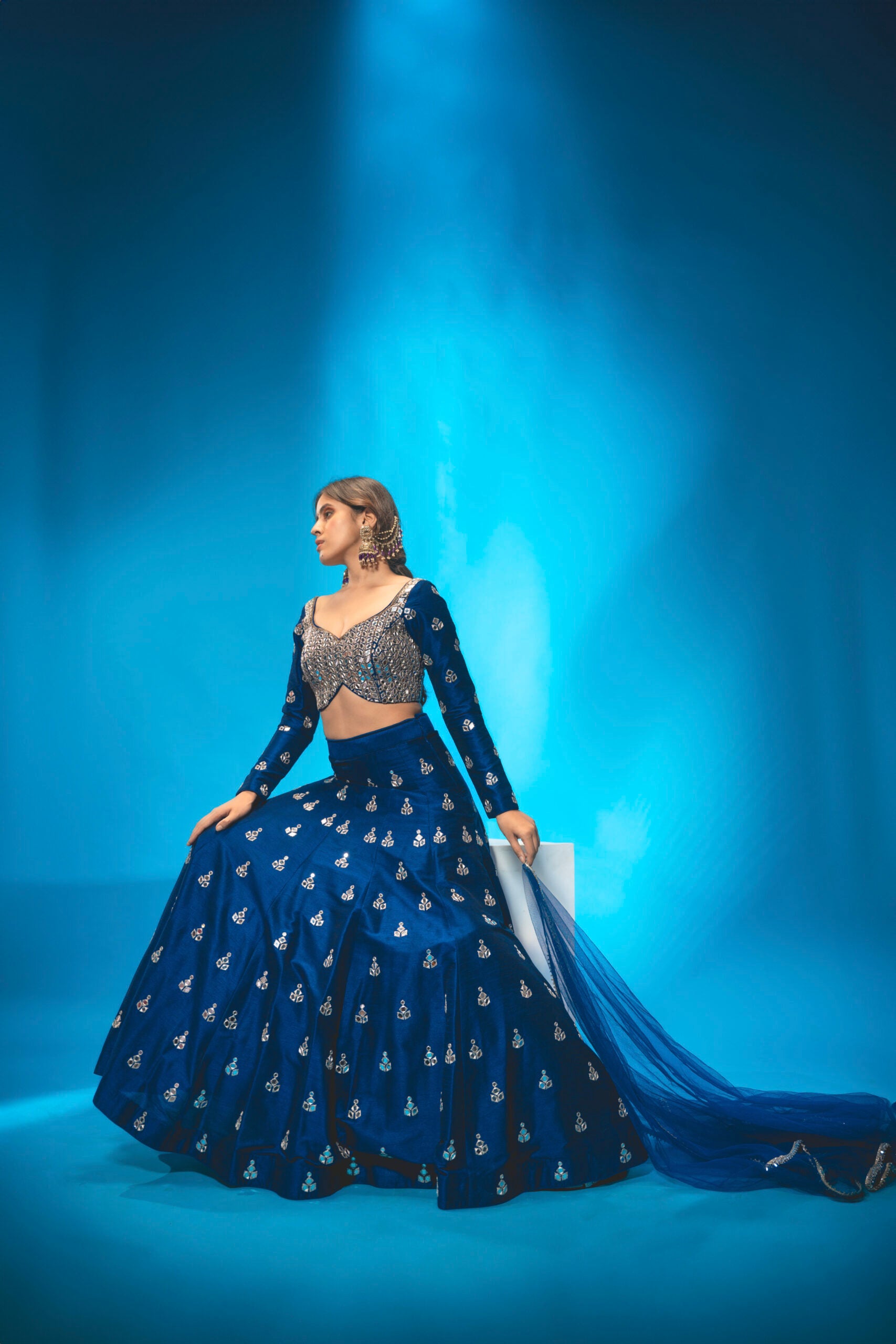 Navy Blue Lehenga Set image 6