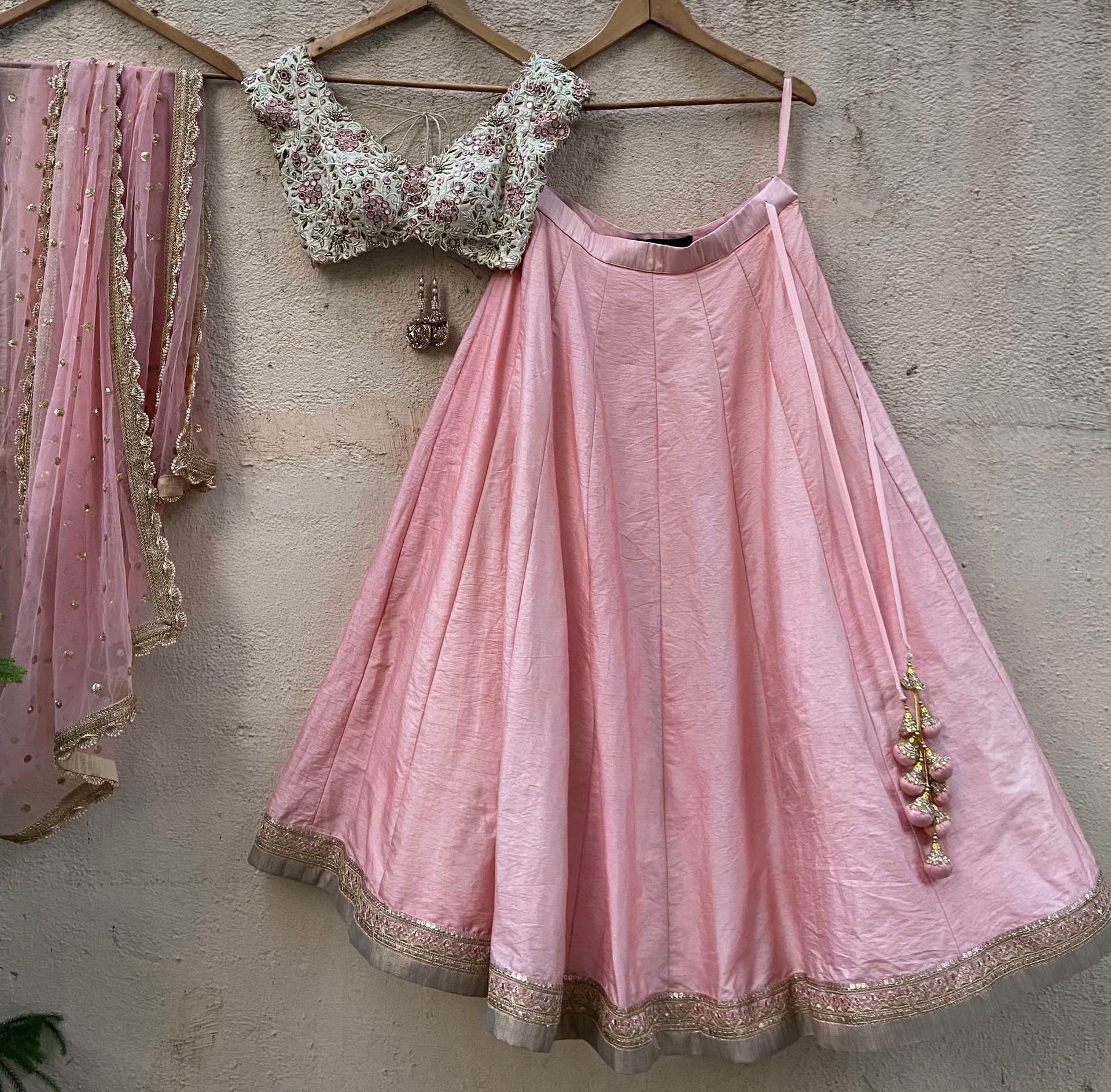 Pink Embroidered Lehenga Set - XL image
