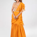 Pre Drape Yellow Saree Set image 0