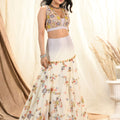 Lavender Grey Floral Mirror Lehenga Set image 0